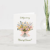 Pink Modern Wildblume Bouquet Wedding Party Einladung (Vorderseite)