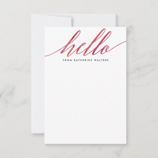 Pink Moderne Aquarellkalligraphie - Stationierung Mitteilungskarte (Vorderseite)