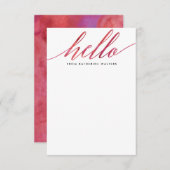Pink Moderne Aquarellkalligraphie - Stationierung Mitteilungskarte (Vorne/Hinten)