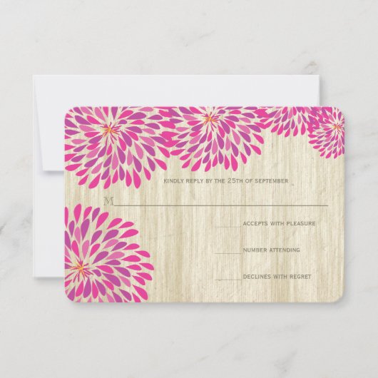 Pink Moderne Blumenzwiebelhochzeit RSVP Karte (Vorderseite)