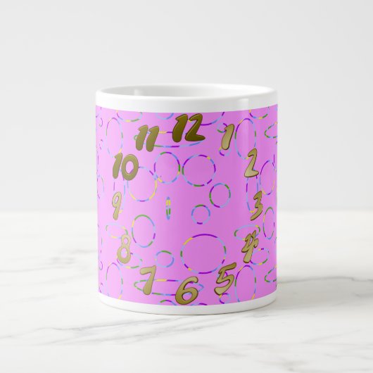 Pink Moderne Coole Kreise Loops Fruchtgeschwür Jumbo-Tasse (Vorderseite)