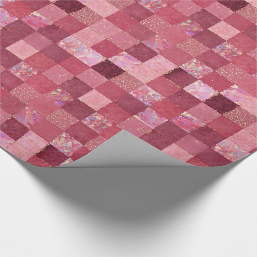Pink | Moderne Imitate Glitzer & Opal Geschenkpapier (Ecke)