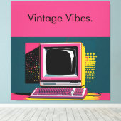 Pink Moderne Kunst Vintage Computerbildschirme dru Leinwanddruck (Insitu (Holzboden))