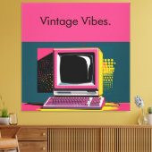 Pink Moderne Kunst Vintage Computerbildschirme dru Leinwanddruck (Insitu (Wohnzimmer))