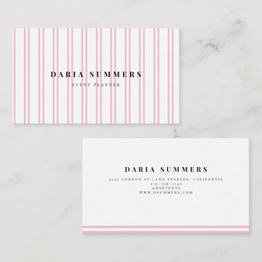 Pink Moderne Minimalistische Visitenkarten. Visitenkarte (Vorne/Hinten)