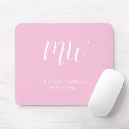 Pink Moderne Monogram Mitarbeiter Initials Busines Mousepad (Mit Mouse)