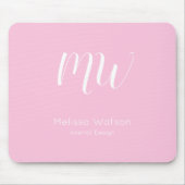 Pink Moderne Monogram Mitarbeiter Initials Busines Mousepad (Vorne)