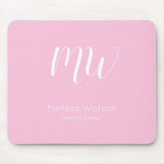 Pink Moderne Monogram Mitarbeiter Initials Busines Mousepad (Vorne)