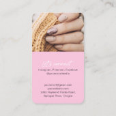 Pink Moderne schicke QR-Code Nägel Foto Visitenkarte (Rückseite)