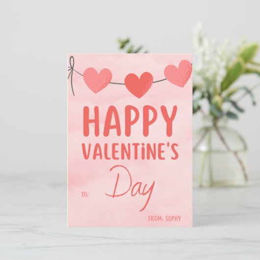 Pink Moderne Valentinische Party Einladung (Stehend Vorderseite)