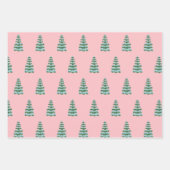 Pink Moderne Wasserfarbe Weihnachten Grüne Pine Tr Geschenkpapier Set (Vorderseite 3)