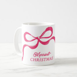 Pink Moderne Weihnachts-Klassik Bows Urlaub Kaffeetasse