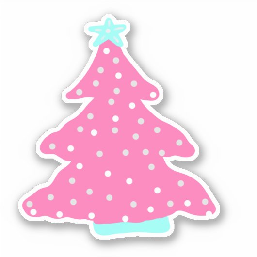 Pink Moderne Weihnachtsbaume Aufkleber (Vorderseite)