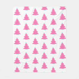 Pink Moderne Weihnachtsbaumen Fleecedecke