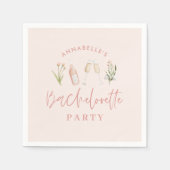 Pink moderner Bachelorette Wildblume Champagner Serviette (Vorderseite)