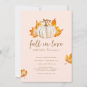 Pink | Moderner Pupkin-Herbst in Liebe Kinderdusch Einladung (Vorderseite)