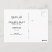 Pink Modernes Baby Foto Collage Baby Dusche Postkarte (Rückseite)