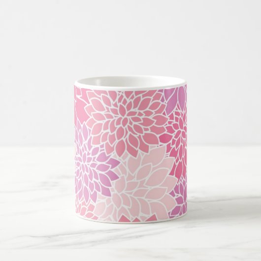 Pink Modernes Dahlia-Blume-Patternglas Kaffeetasse (Mittel)