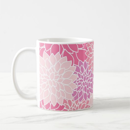 Pink Modernes Dahlia-Blume-Patternglas Kaffeetasse (Links)