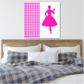Pink Modernes Hahnentrittmuster mit Modeerscheinun Leinwanddruck (Insitu (Schlafzimmer))