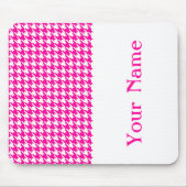 Pink Modernes Hahnentrittmuster mit Namen Mousepad (Vorne)