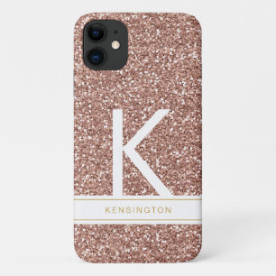 Pink Modernes Monogramm und Name Phone Case