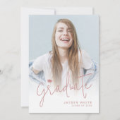 Pink Modernes Script 4 Foto Abschluss Ankündigung (Vorderseite)