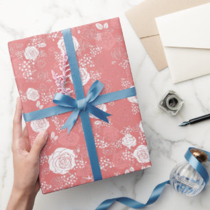 Pink   Modernes und elegantes Blumenmuster Geschenkpapier