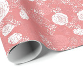 Pink | Modernes und elegantes Blumenmuster Geschenkpapier (Rolleneckpunkt)