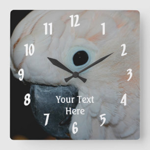 Pink Moluccan Cockatoi Parrot Animal Quadratische Wanduhr