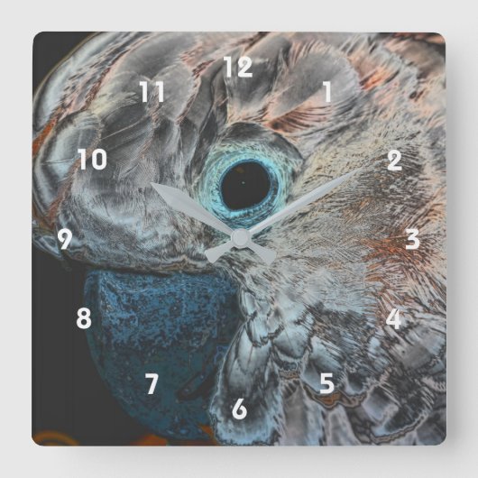 Pink Moluccan Cockatoi Parrot Kunst Quadratische Wanduhr (Vorderseite)