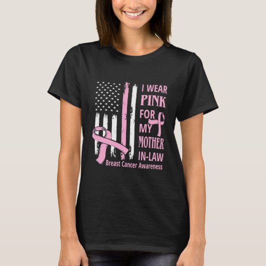 Pink Mom Mother In Law Breast Cancer Awareness T-Shirt (Vorderseite)