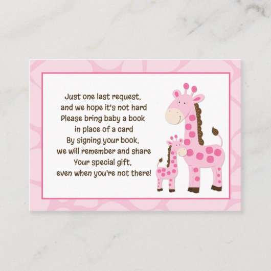 Pink Mommy Giraffe Buchanfragen Cards Begleitkarte (Vorderseite)