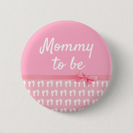 Pink Mommy to be Footprints Baby Showbutton Button (Vorderseite)