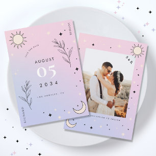 Pink Mond Mond Sonne Tarot Mystiker Foto Hochzeit Save The Date