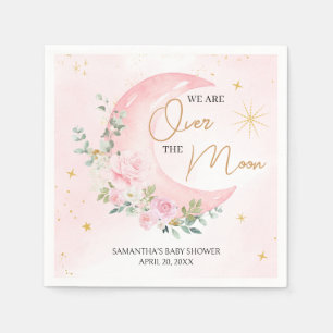 Pink Mond und Sterne Baby Shower Serviette