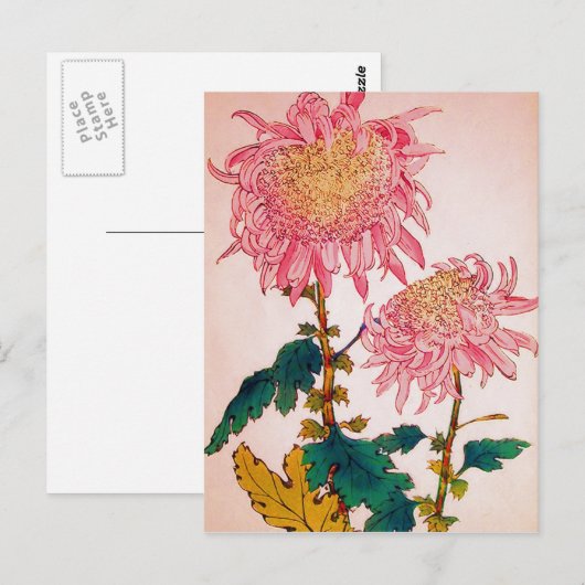 Pink Mondrian Floral Study Postkarte (Vorne/Hinten)