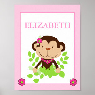 PINK MONKEY (MONKAROONI) INDIVIDUELLE NAME DRUCKEN POSTER