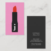 Pink Monogram Beauty Makeust Artist Lipstick Visitenkarte (Vorne/Hinten)