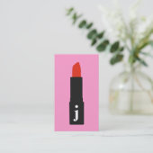 Pink Monogram Beauty Makeust Artist Lipstick Visitenkarte (Stehend Vorderseite)