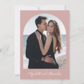 Pink Monogram Calligrafy Foto Weditation Einladung (Rückseite)