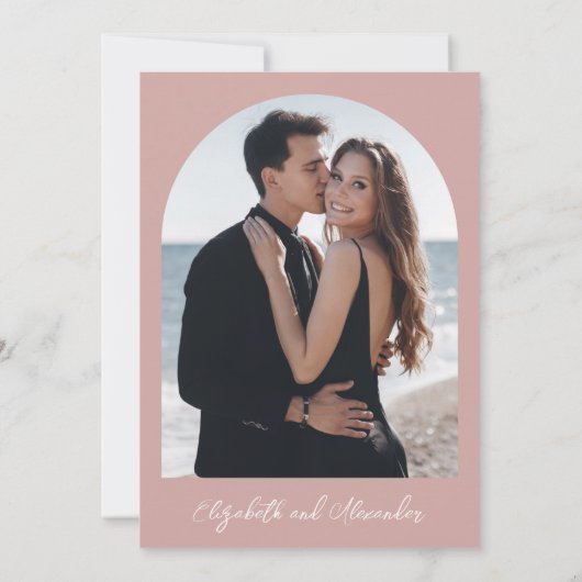 Pink Monogram Calligrafy Foto Weditation Einladung (Rückseite)