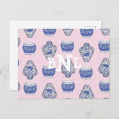 Pink Monogram Chinoisserie Ginger Jar Feiertagspostkarte (Vorne/Hinten)