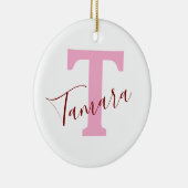 Pink Monogram Christmas Ornament | Custom Name (Rechts)