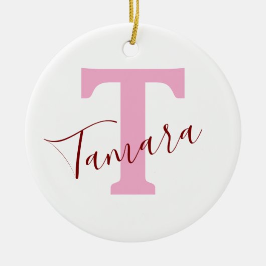 Pink Monogram Christmas Ornament | Custom Name (Vorne)