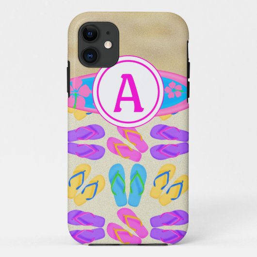 Pink Monogram Flip Flops Surfboard iPhone 5 Fall Case-Mate iPhone Hülle (Rückseite)