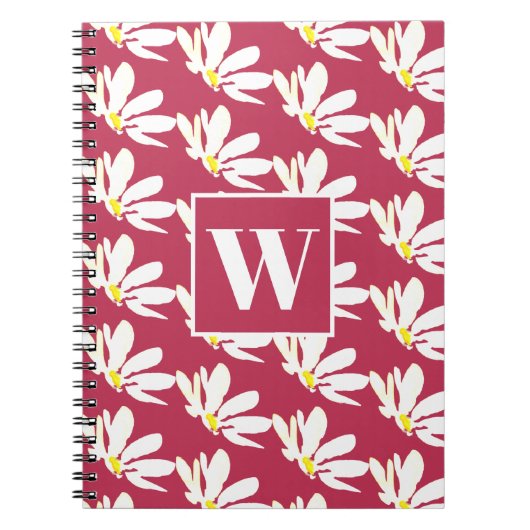 Pink Monogram Floral Daisy Spiral Foto Notebook Notizblock (Vorderseite)