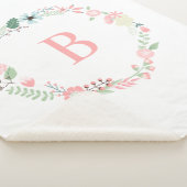 Pink Monogram Floral Wreath Sherpadecke (3/4)