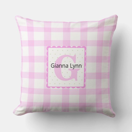 Pink Monogram Gingham Baby Kissen (Vorderseite)