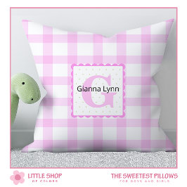 Pink Monogram Gingham Baby Kissen